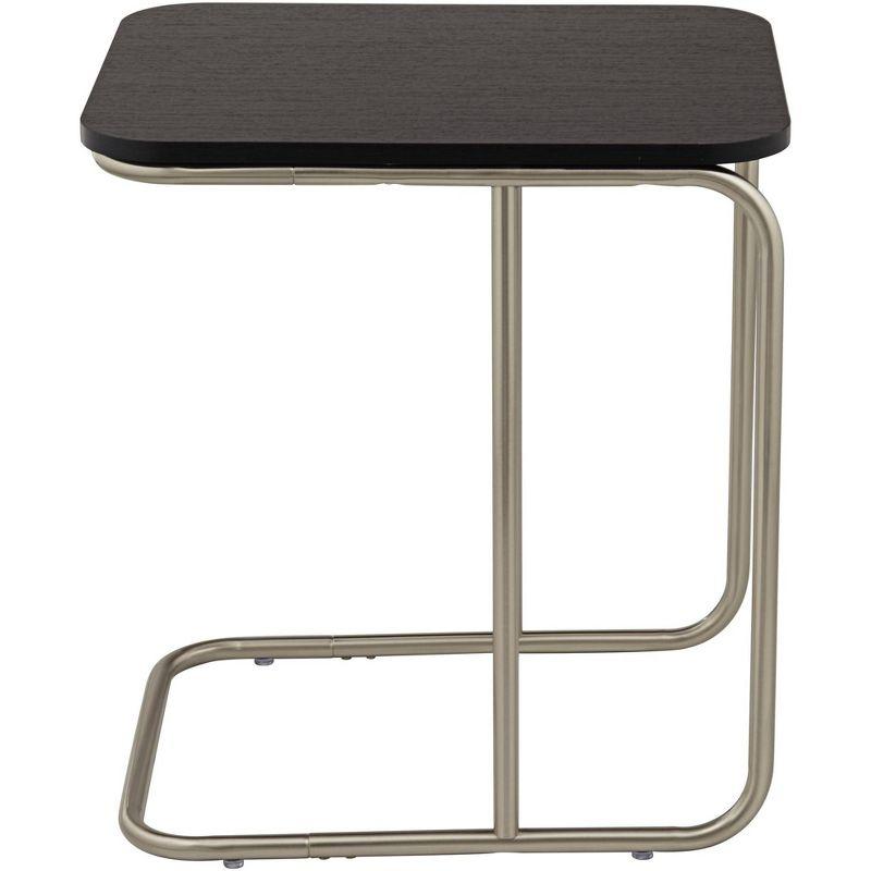 55 Downing Street Thornburg Modern Wood Metal Rectangular Accent Side End Table 20" x 15 1/2" Dark Oak Brushed Nickel Metal Legs for Living Room House