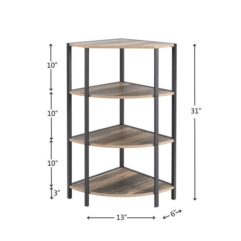 4-Tier Corner Open Shelf,Bookcase Freestanding Shelving Unit,Plant Stand Small Bookshelf