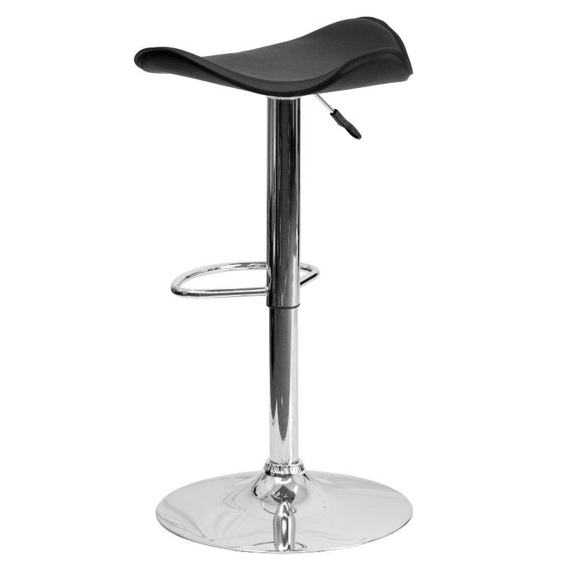 Black Adjustable Height Swivel Barstool with Chrome Base