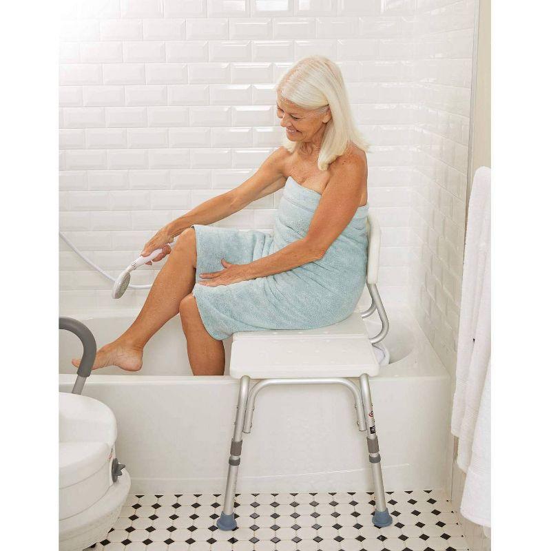 White Adjustable Plastic Bathtub Transfer Bench