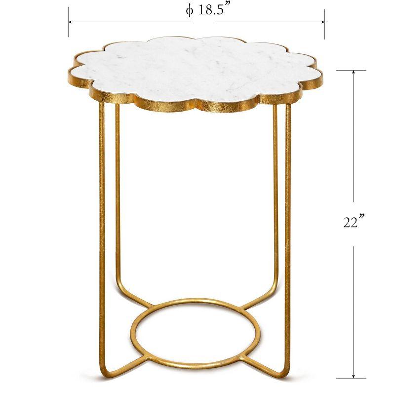 StyleCraft Ophelia White Marble Top Side Accent Table Gold: Luxury Glam, Iron Frame, No Assembly Required