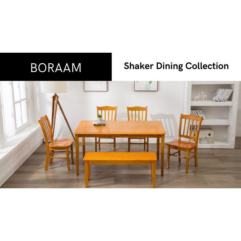 Boraam 6pc Shaker Dining Set Wood/Black/Oak : Includes Bench, Mid-Century Modern Style, Seats 6