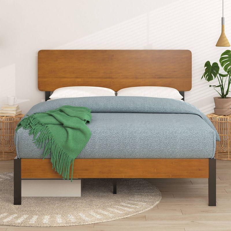 Full Olivia Metal Platform Bed Frame Brown - ZINUS: Steel & Plywood Construction, No Box Spring Needed, 14" Under-Bed Clearance