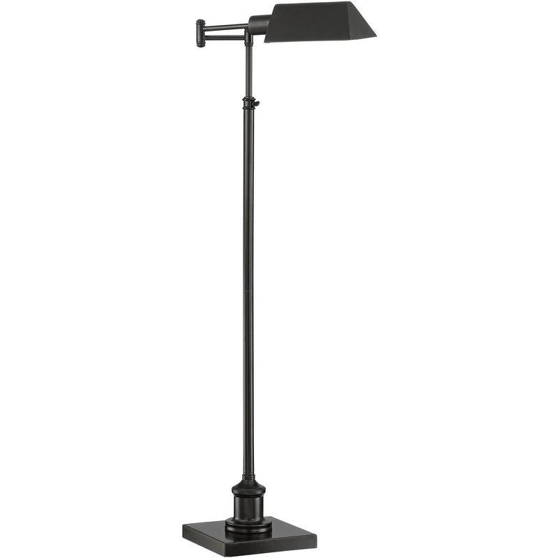 Regency Hill Industrial Adjustable Swing Arm Pharmacy Floor Lamp with USB Charging Port 54" Tall Dark Bronze Living Room Reading