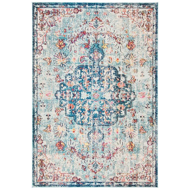 Navy & Light Blue Hand-Knotted Synthetic 4' x 6' Easy-Care Area Rug