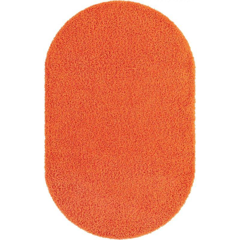 Tiger Orange Oval 8' x 10' Easy Care Synthetic Shag Rug