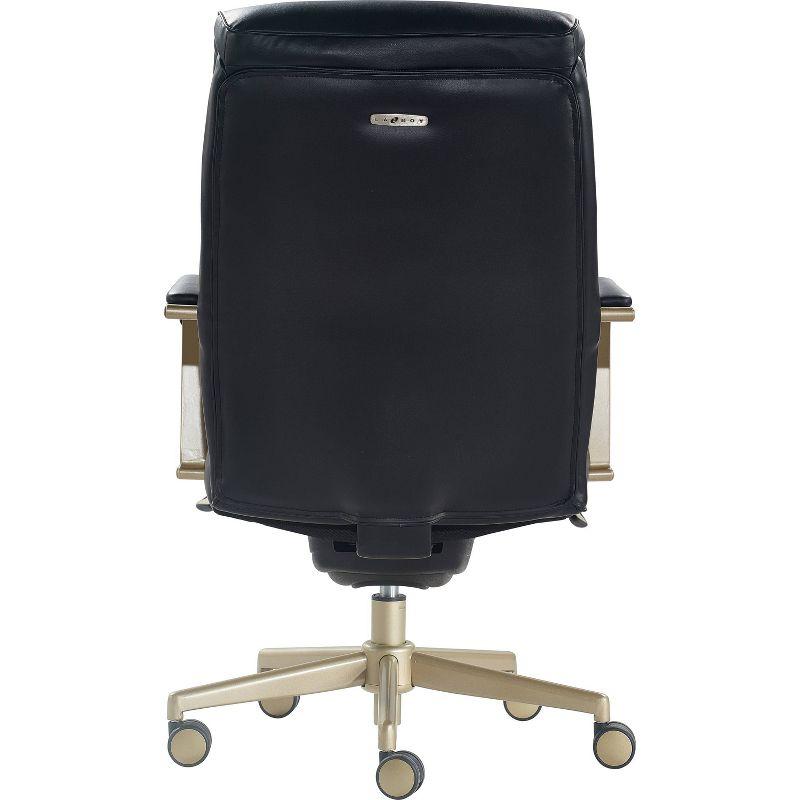 Modern Executive Black Bonded Leather Office Chair with Copper Base