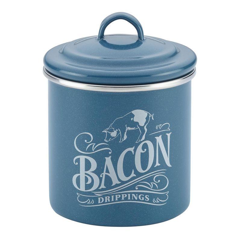 Twilight Teal Enamel Steel Bacon Grease Can 4"