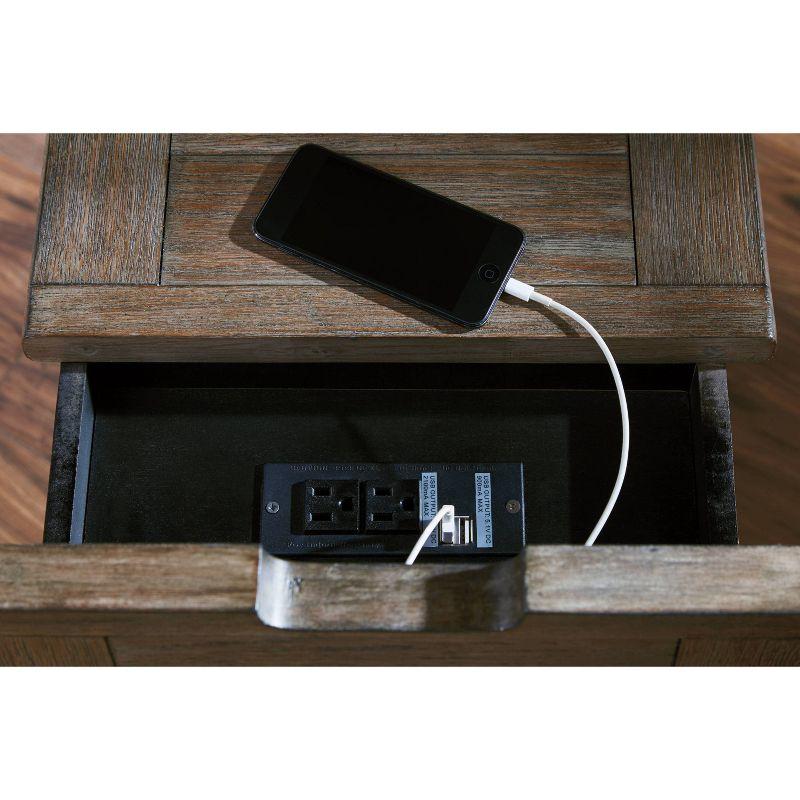 Tyler Creek Chairside End Table with USB Ports and Outlets Grayish Brown/Black - Signature Design by Ashley