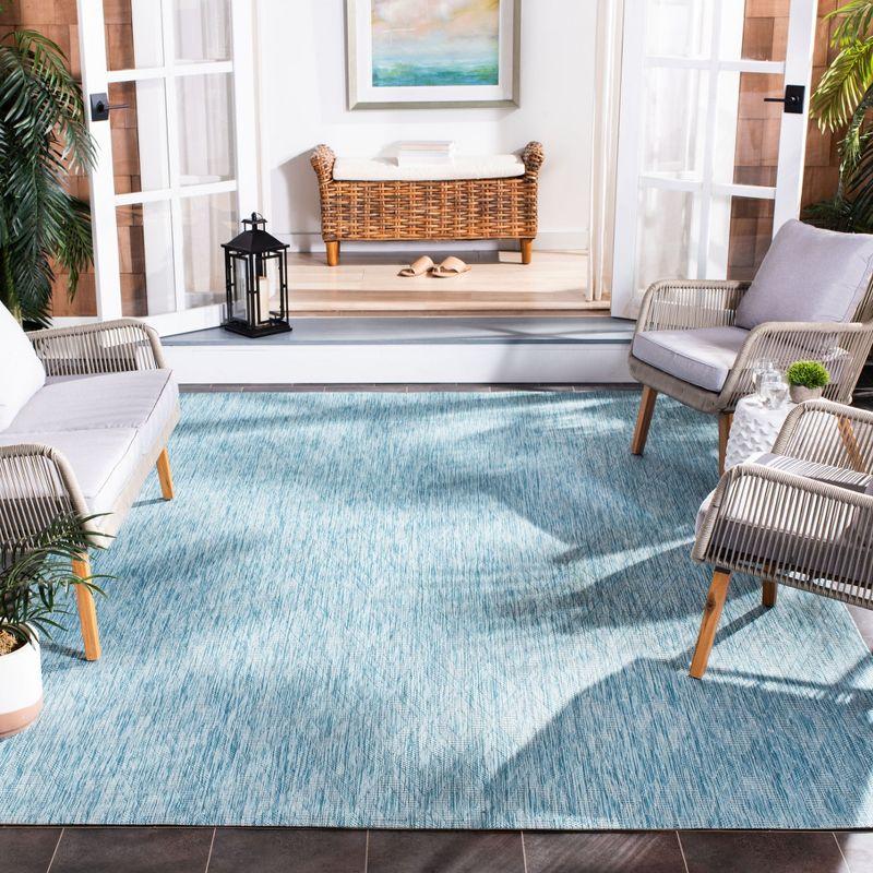 Courtyard CY8520 UV & Stain Resistant Non-Shedding Power Loomed Indoor/Outdoor Area Rug - Aqua/Aqua - 8'x10' - Safavieh