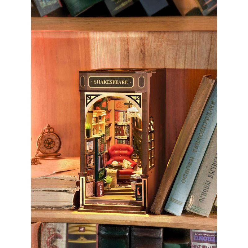 Hands Craft DIY Miniature House Kit Bookstore: Art & Craft Activity, Wood & Paper, Ages 14+, Requires 2 AAA Batteries