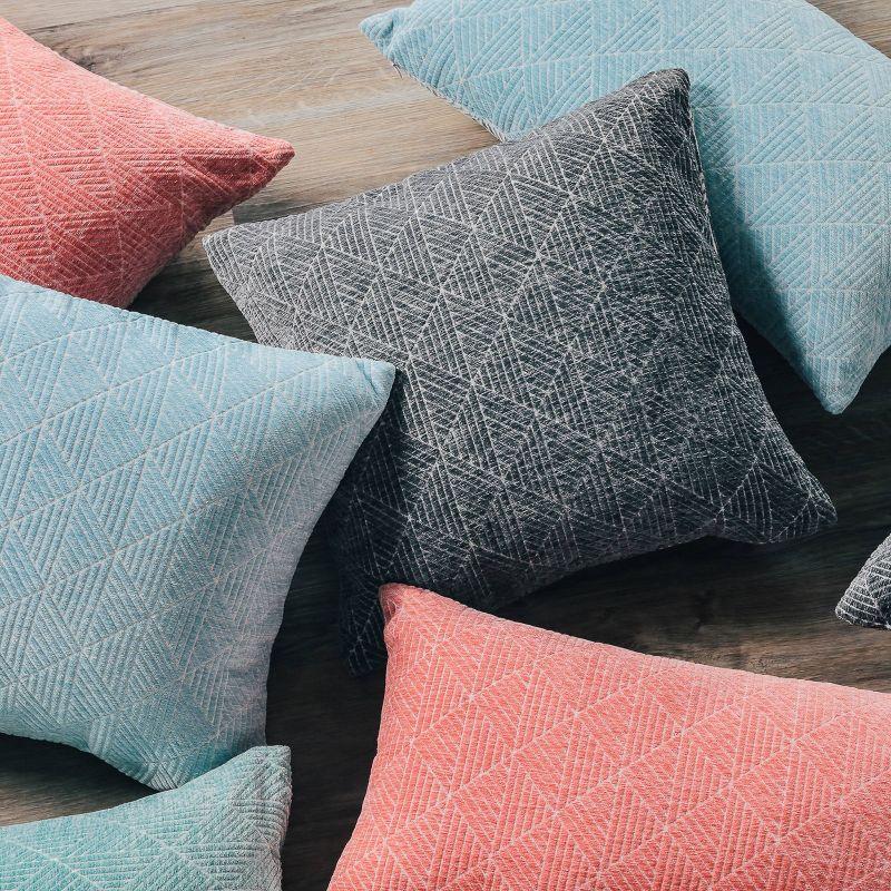 Geometric Chenille Woven Jacquard Reversible Throw Pillow - freshmint