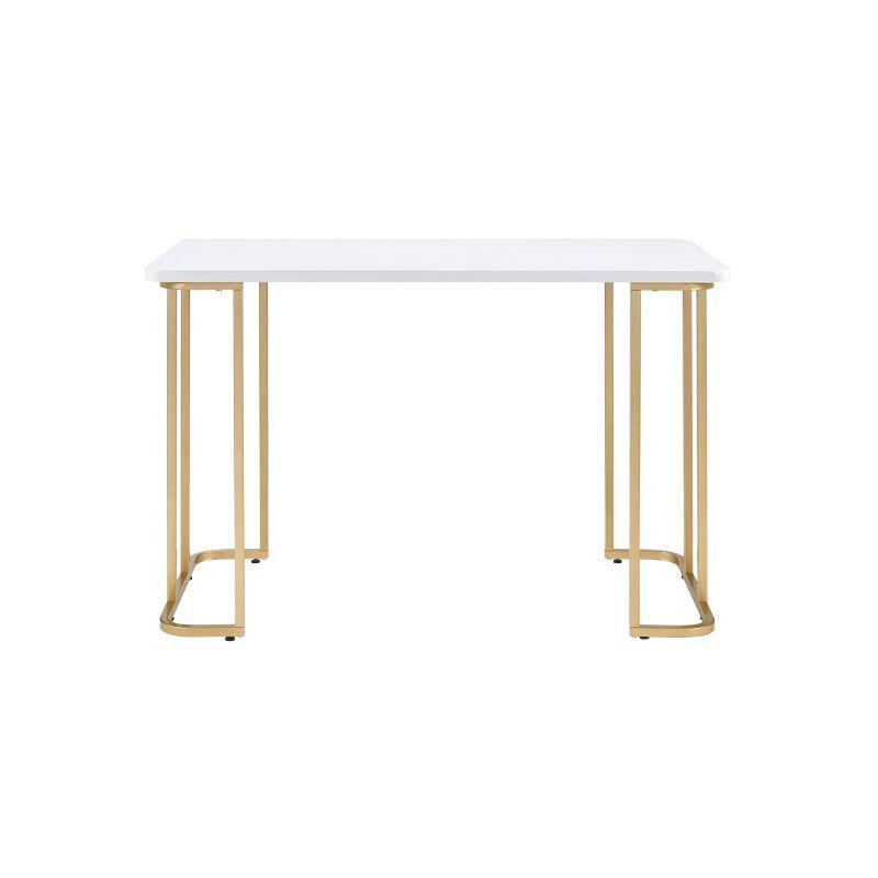 Acme Furniture Estie Writing Desk White/Gold: Chic Home Office, Teen & Kids Study Table, No Storage