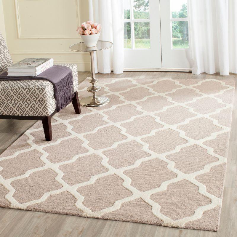 Beige and Ivory Hand-Tufted Wool Square Area Rug, 6' x 6'