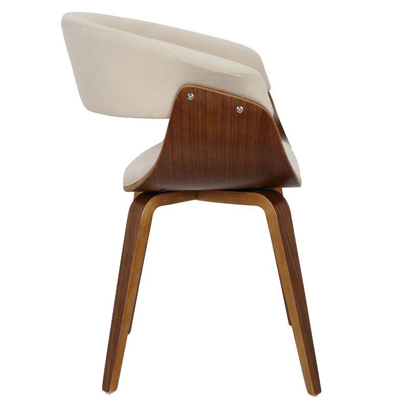 Vintage Mode Mid-Century Modern Dining Accent Chair Cream - Lumisource: Walnut Legs, Polyester Upholstery, No Assembly Required