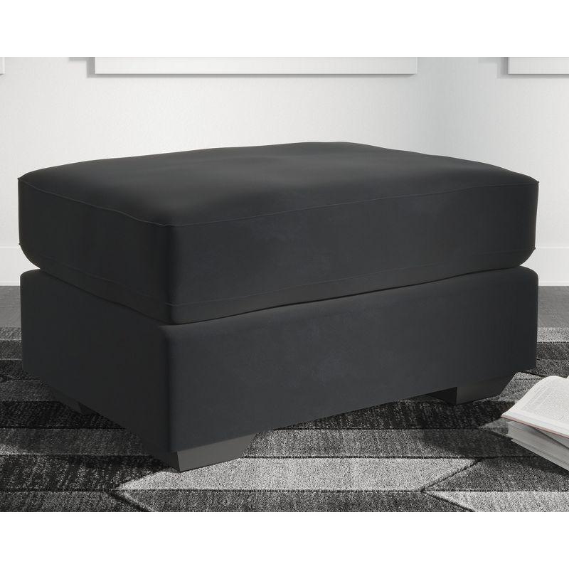 Onyx Black Velvet Contemporary Ottoman, 34"