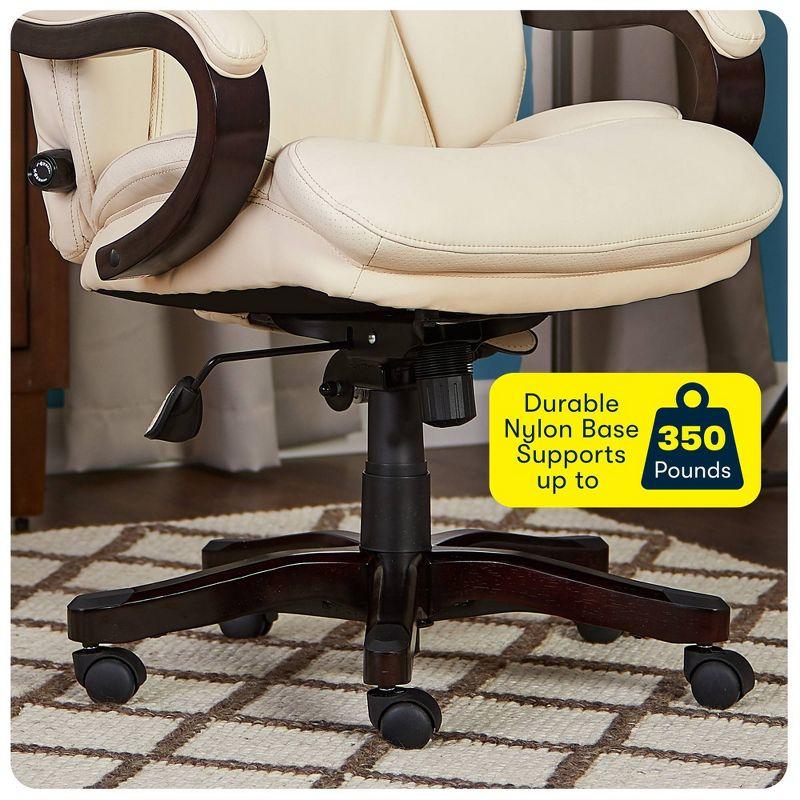 Big and Tall Executive Office Chair - Serta: Lumbar Support, Leather, Wood Finish