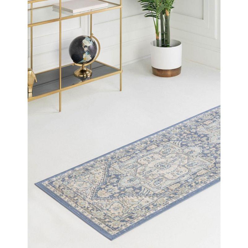 Unique Loom Whitney Collection Area Rug - Milano (2' 7" x 12' Runner French Blue/Ivory)