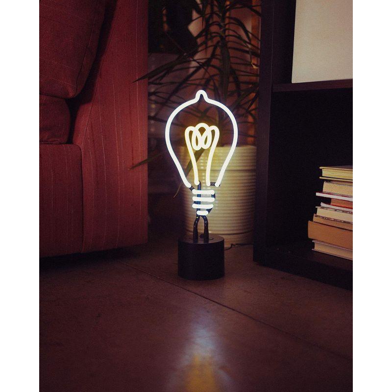 Amped & Co Lightbulb Neon Desk Light, White