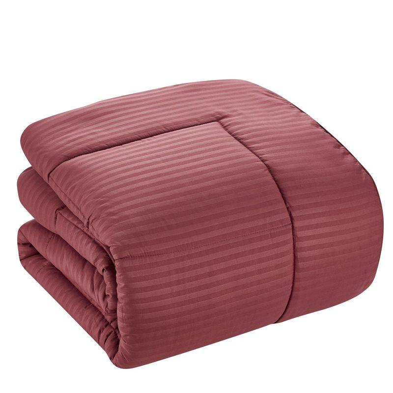 Sweet Home Collection Dobby Stripe Embossed Bed In a Bag Comforter Set