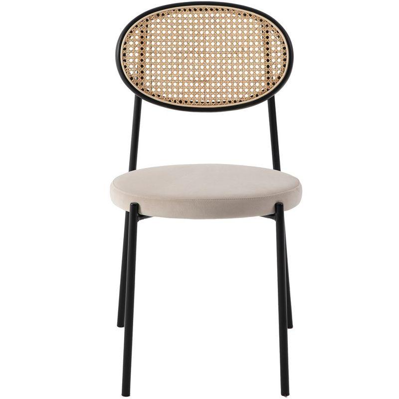 LeisureMod Euston Set of 2 Modern Dining Chairs with Wicker Back and Velvet Seat, Indoor Kitchen, Dining Room, Home, Contemporary Side Chair Seating