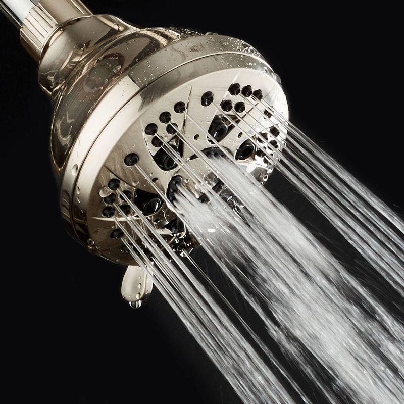 Six Setting High Pressure Luxury Spiral Shower Head with On/Off and Pause Mode Brushed Nickel - AquaDance