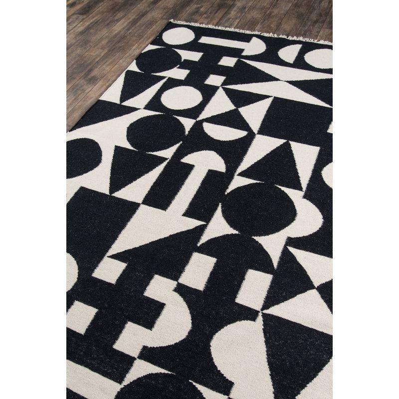 Moorish Geometric Black Wool 8'x10' Handwoven Area Rug