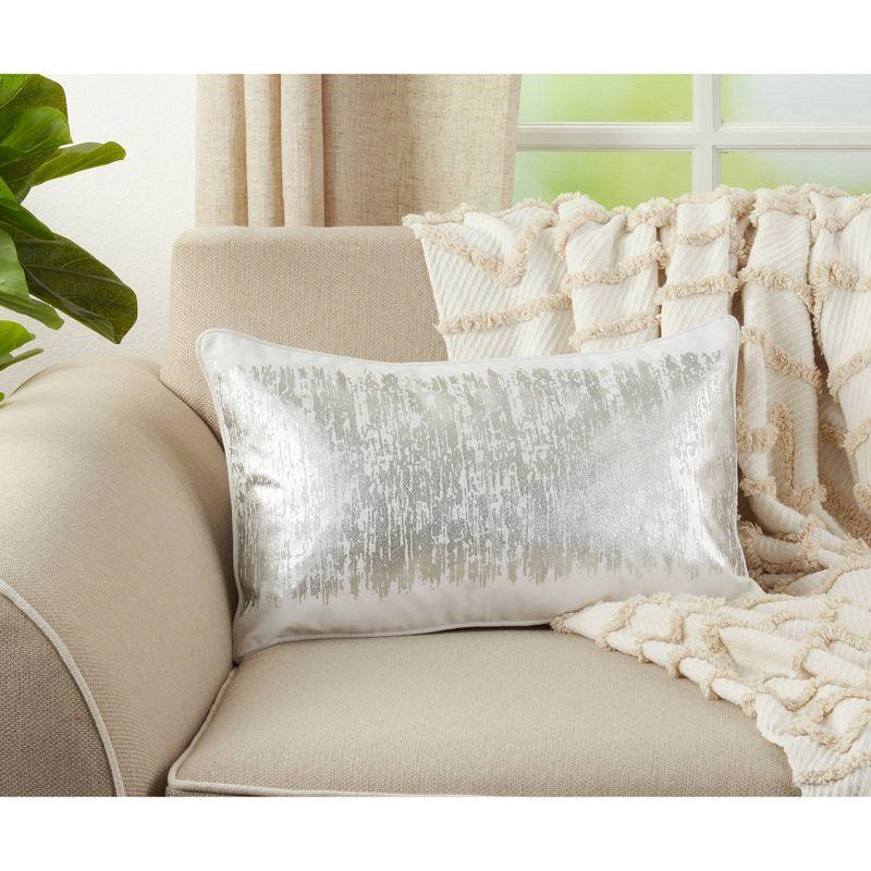 Oversize Down Filled Metallic Banded Design Throw Pillow - Saro Lifestyle