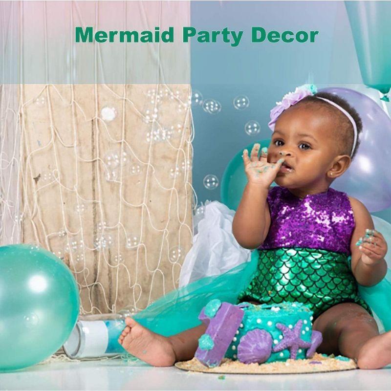 Fish Net Decorative [3 Pack] Natural Cotton Fishnet Decor - Each 14 ft x 4 ft. for Mermaid Party Decorations, Beach Table Cover by 4E's Novelty