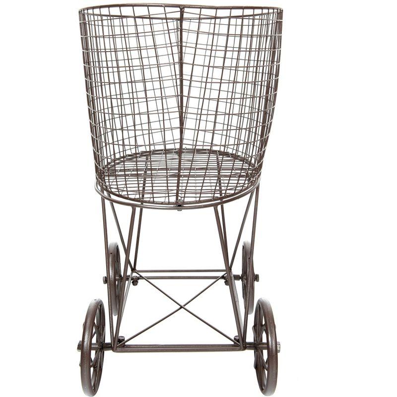 Storied Home Metal Rolling Laundry Cart with Rack, Bronze
