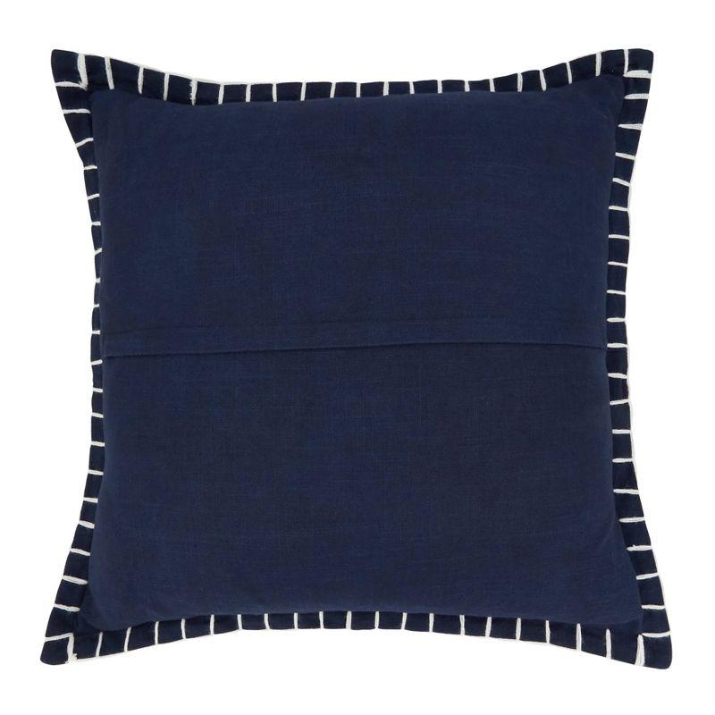 20"x20" Oversize Minimalist Chic Chunky Whip Stitch Down Filled Square Throw Pillow Navy Blue - Saro Lifestyle