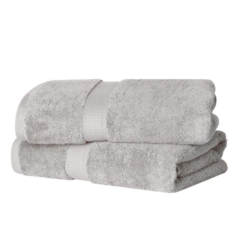Luxury Egyptian Cotton Heavyweight Ultra-Plush Bath Towel Set of 2, Silver - Blue Nile Mills