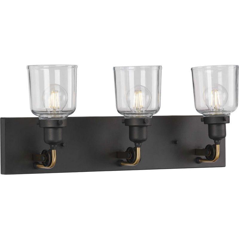 Progress Lighting, Rushton, 3-Light, Bath Vanity, Graphite, Clear Glass Shades