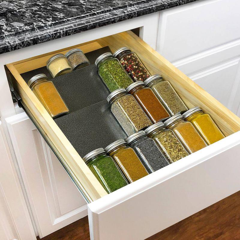LYNK PROFESSIONAL LYNK PROFESSIONAL® Spice Drawer Organizer - Heavy Gauge Steel 4 Tier Spice Rack - Silver Metallic