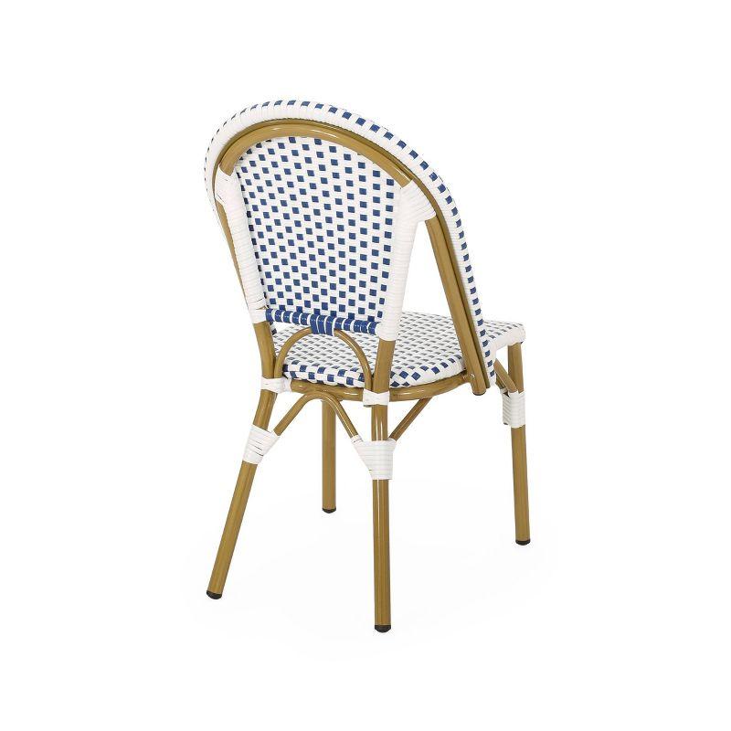 Christopher Knight Home Elize 4pk Outdoor French Cafe Chairs - Blue/White/Bamboo