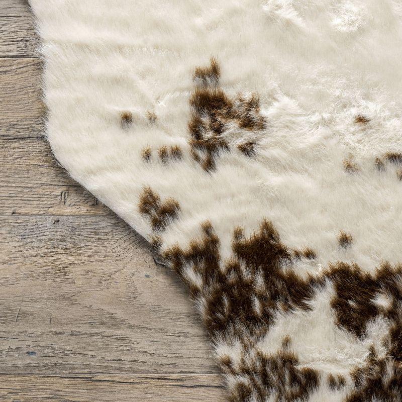 Nuloom Marcia SpinClean Machine Washable Faux Cowhide Area Rug, Shaped 3' 10" x 5', Brown