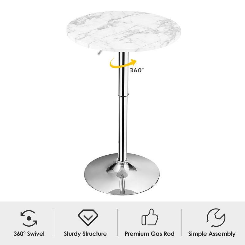 Costway 6PCS Round Bistro Bar Table Height Adjustable 360-degree Swivel White\Black