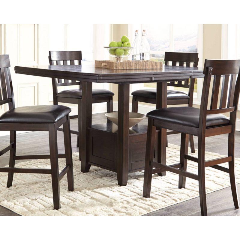 Counter Height Extendable Dining Table Dark Chestnut - Signature Design by Ashley: Removable Leaf, Seats 6, Wood Veneer