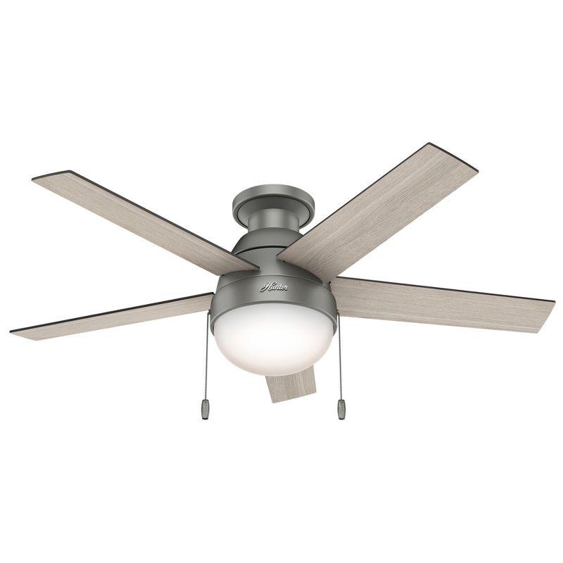 46" Anslee 5 - Blade LED Flush Mount Ceiling Fan with Pull Chain and Light Kit Included