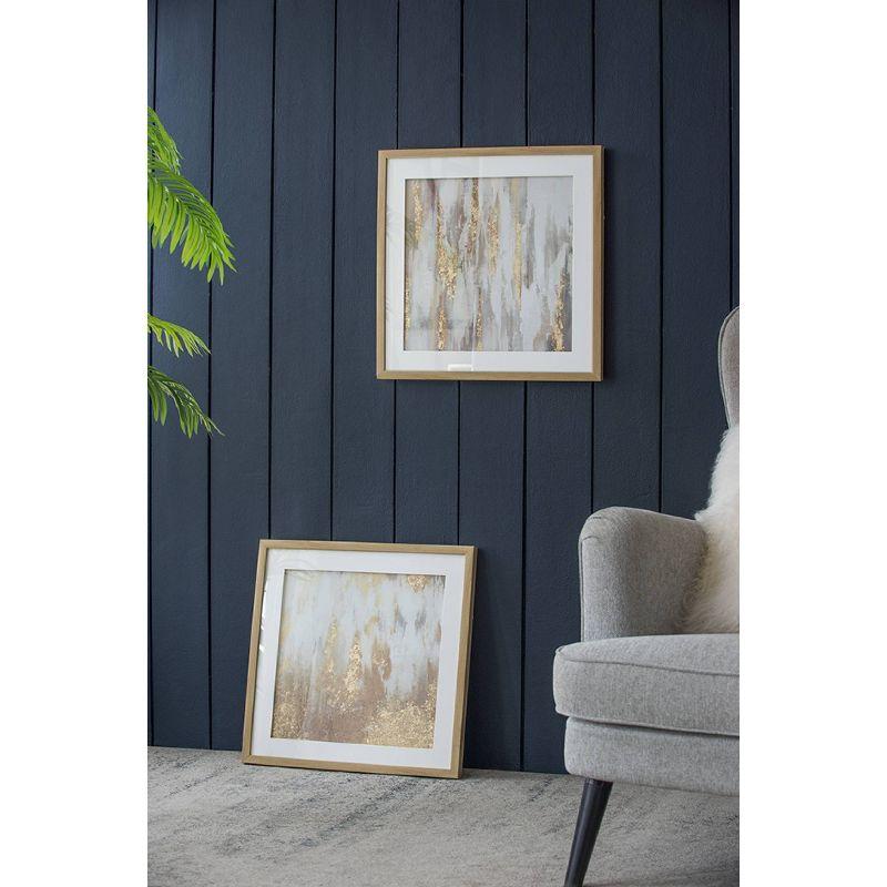 Set of 2 Framed Under Glass Arts Gold/White/Natural - A&B Home