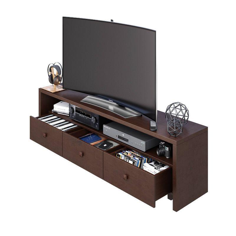 Techni Mobili TV Stand for TVs up to 70" Brown - Hickory: Modern Console with Storage, Matte Finish