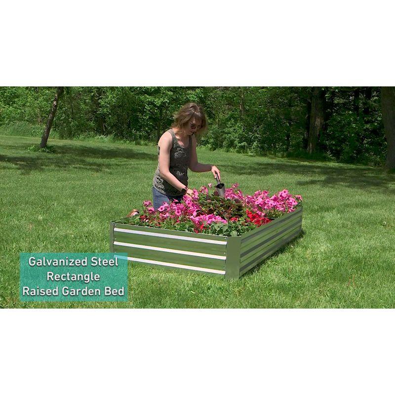 Sunnydaze Galvanized Steel Rectangle Raised Garden Bed - 4' x 8' - Gray