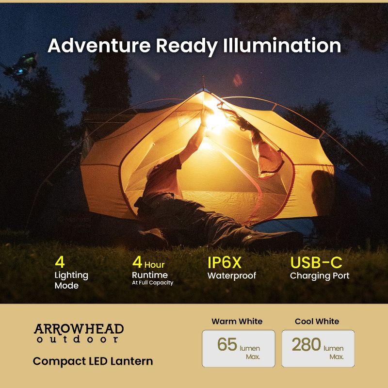 Arrowhead 280-Lumen 6-In. 4-Lighting-Modes Rechargeable LED Camping Lantern in Green