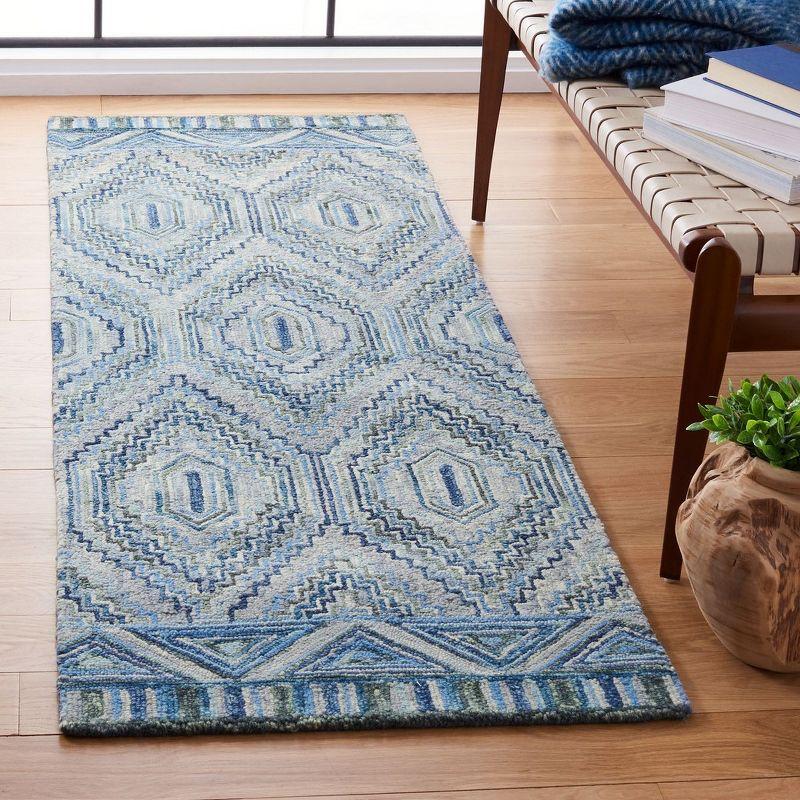 Hand-Tufted Aspen Blue Wool Runner Rug - 2'3" x 8'