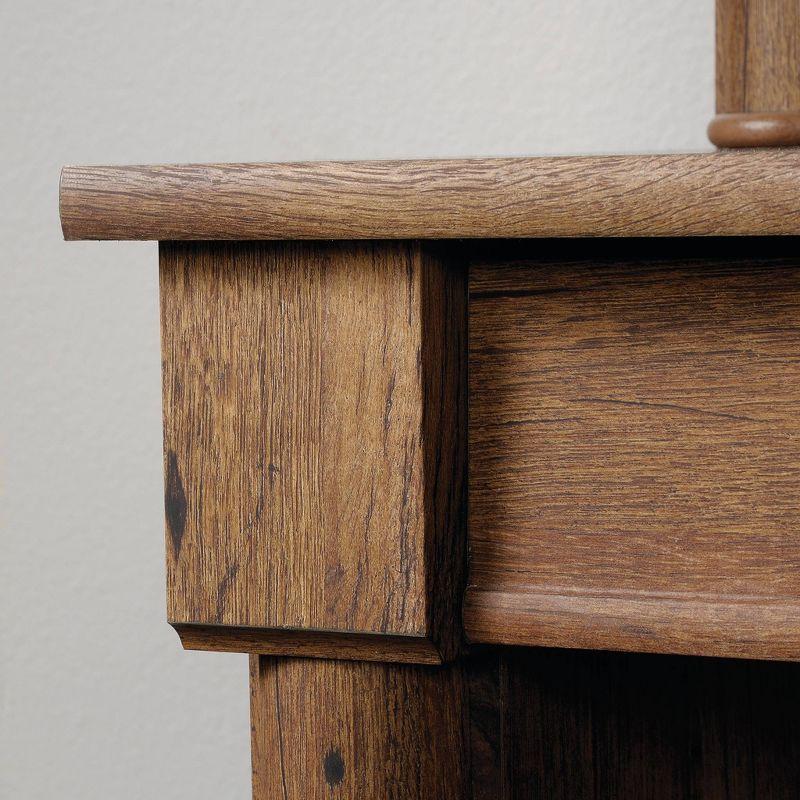 Vintage Oak Wood Computer Desk with Hutch and Drawers