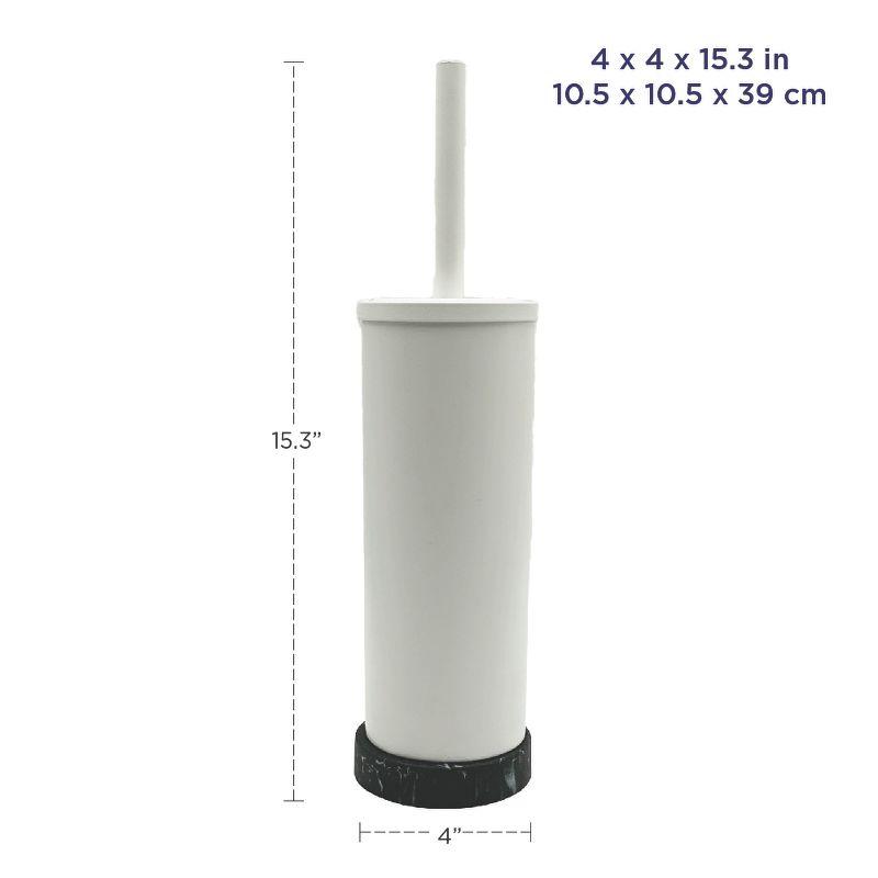 White and Black Marble Toilet Brush Holder with Stainless Steel