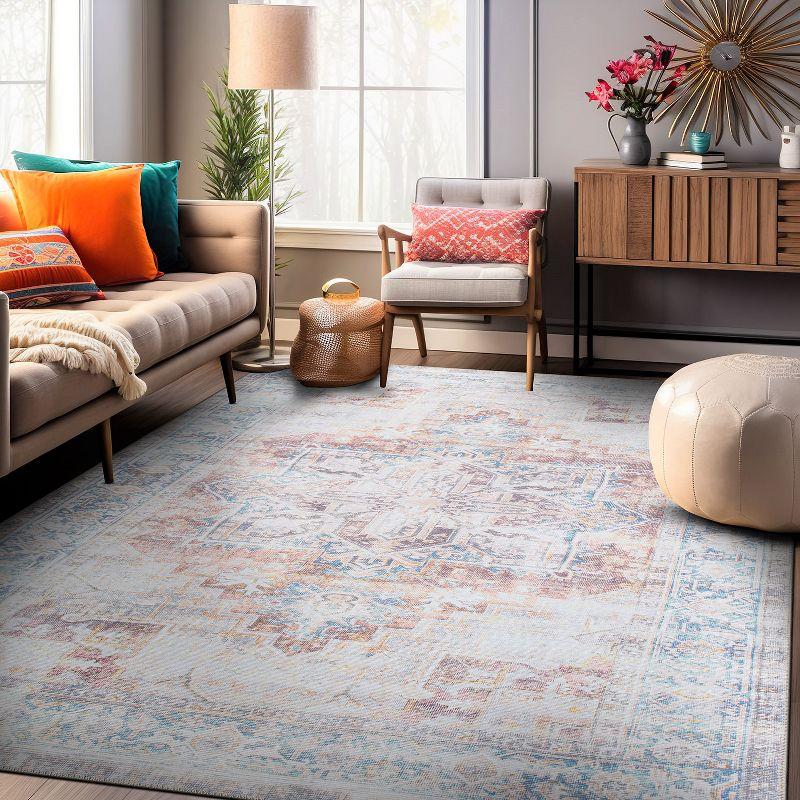 World Rug Gallery Transitional Bohemian Distressed Machine Washable 3'3"x5' Rust Area Rug