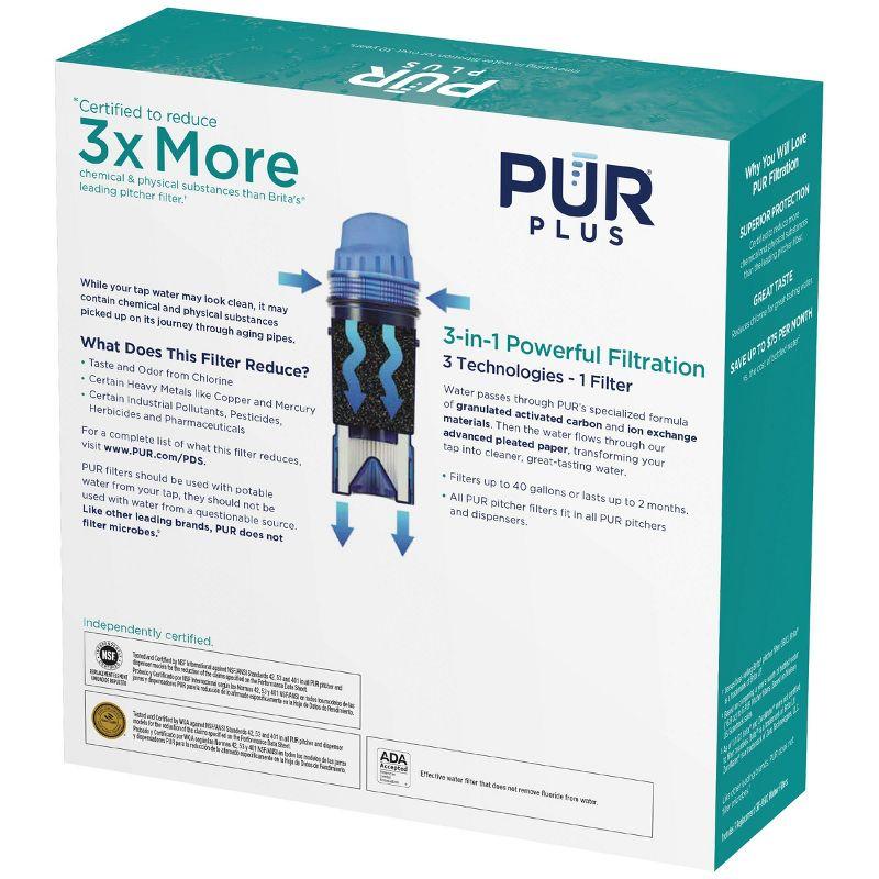 PUR PLUS Water Pitcher Replacement Filter - 3pk - PPF951K3: Reduces Odors, Filters Chlorine & Mercury, Blue