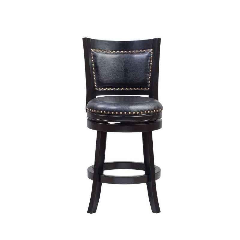 Bristol 24" Black Leather High-Back Swivel Counter Stool