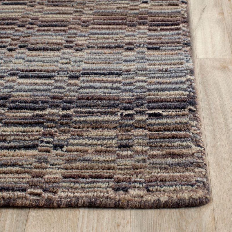 Gray Hand-Knotted Wool 4' x 6' Rectangular Rug